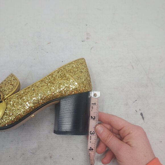 GUCCI GOLD SEQUIN GG PEYTON WEB HEEL SHOE - Picture 11 of 11